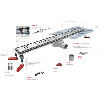 Линейный канал, pełny набор, Wiper New Premium, 1200mm, рисунок Ponente, панель / оформление poler