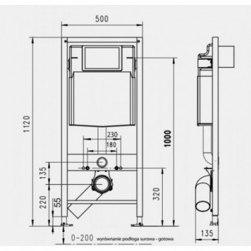 Инсталляция скрытого монтажа WC JomoTech, высота montażowa 1120mm, кронштейны w zestawie