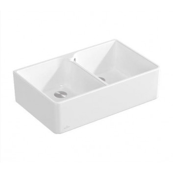 Zlewozmywak керамический Villeroy & Boch Sink Unit 90 X, 90x55 cm dwukomorowy, CeramicPlus - белый Weiss Alpin