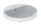 Geberit Variform Встраиваемая раковина, круглая, с полкой, 48cm, z переливом, с отверстиями под смеситель