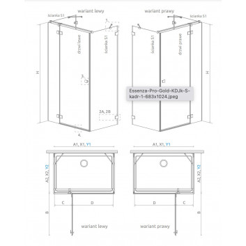 Фронт для душевой кабины Radaway Idea Black KDJ+S 160, правые, раздвижные, стекло бесцветное, 1600x2005mm, profil чёрный