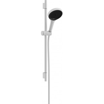 Душевой гарнитур 130 3jet EcoSmart штанга S Puro 65 cm PushSlider i tekstylnym wężem душевым Designflex 160 cm, Hansgrohe Rainfinity - Чёрный Матовый