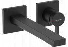 Однорычажный смеситель для раковины настенный, скрытая с изливом 22,5 cm, Hansgrohe Tecturis E - Чёрный Матовый