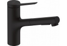 Однорычажный смеситель кухонный 150, металлическая выдвижной излив, 2jet, sBox, Hansgrohe Zesis M33 - Чёрный Матовый