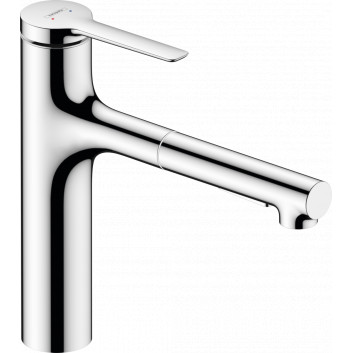 Однорычажный смеситель кухонный 160, металлическая выдвижной излив, 2jet, Hansgrohe Zesis M33 - Хром 