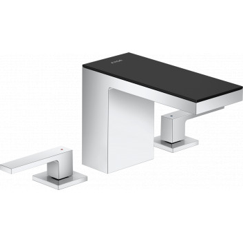 на 3 отверстия смеситель для раковины 110 с набором слива-перелива Push-Open, AXOR MyEdition - Хром/Lustrzane Стекло 