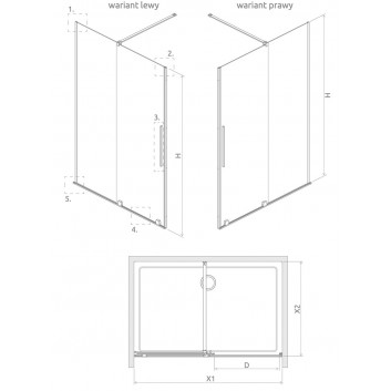 Двери раздвижные walk-in Radaway Furo Gold, левые, с задней стенкой, 160x200cm, стекло бесцветное, profil золотой