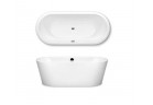 Ванна свободностоящая Kaldewai Meisterstück Classic Duo Oval, 180x80cm, белая, powłoka invisible grip, system слива-перелива белый