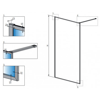 Кабина Walk-In Radaway Modo F II 50, profil хром глянцевый, стекло бесцветное