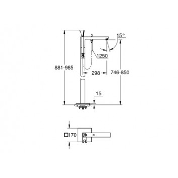 Смеситель для ванны напольный Grohe Allure Brilliant высота 96-104 cm