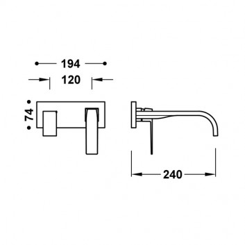 Element настенный do podtynkowego korpusu baterii umywalkowe TRES Slim Exclusive, излив 240mm, хром