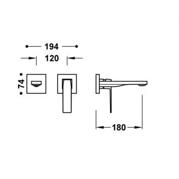 Element настенный do podtynkowego korpusu baterii umywalkowe TRES Slim Exclusive, излив 180mm, золото