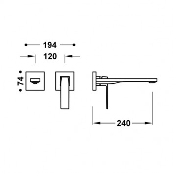 Element настенный do podtynkowego korpusu baterii umywalkowe TRES Slim Exclusive, излив 240mm, чёрный матовая