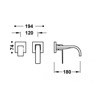 Element настенный do podtynkowego korpusu baterii umywalkowe TRES Slim Exclusive, излив 180mm, золото