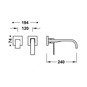 Element настенный do podtynkowego korpusu baterii umywalkowe TRES Slim Exclusive, излив 240mm, чёрный матовая