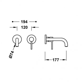Element настенный do podtynkowego korpusu baterii umywalkowe TRES STUDY, излив 177mm, чёрный матовая 