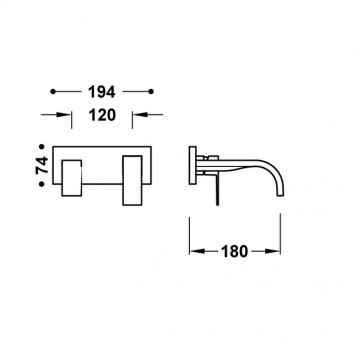Element настенный do podtynkowego korpusu baterii umywalkowe TRES Cuadro, излив 180mm, белый матовая