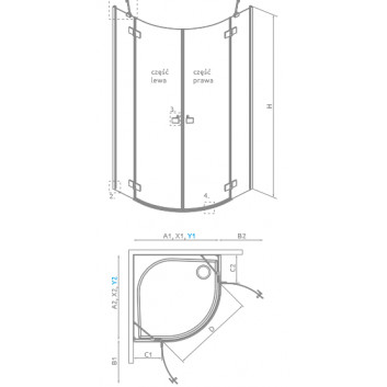 Кабина полукруглая Radaway Essenza PDD 100x100cm, хром/ стекло бесцветное