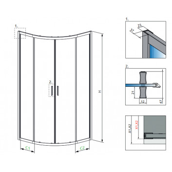 Кабина полукруглая Radaway Alienta A 90x90cm, хром/ стекло бесцветное