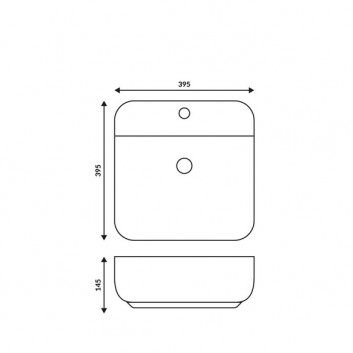 Накладная раковина квадратная Corsan 1395x395x145mm с отверстиями под смеситель, белая