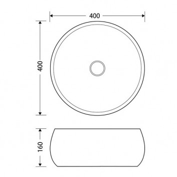 Накладная раковина okrągłaCorsan 400x400x160mm с заглушкой klik-klak хром, белая