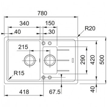 Zlewozmywak wbudowywany, Franke Basis BFG 651-78 ,чёрный перелив, чёрный мат.