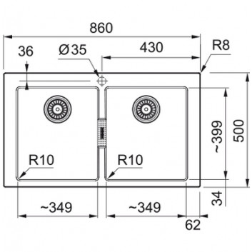 Zlewozmywak Franke Sirius 2.0 S2D 620-35-35 , dwukomorowy, белый polarny