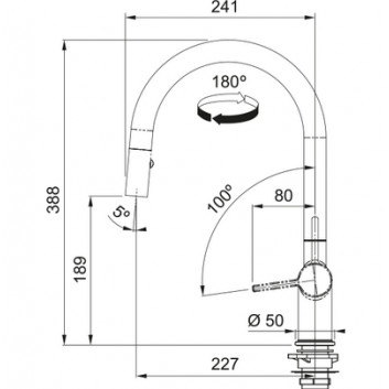 Смеситель с поворотным изливом Franke Active J pull-out spray , высота 388mm, излив wyciągana, хром