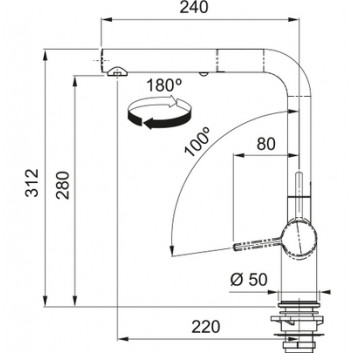 Смеситель с поворотным изливом Franke Active J pull-out spray , высота 312mm, излив wyciągana, белый мат.