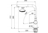 Смеситель с поворотным изливом Franke Active L pull-out spray , высота 312mm, излив wyciągana, хром