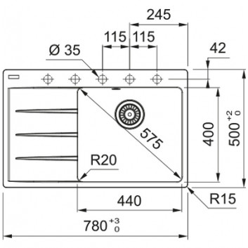 Zlewozmywak Franke Centro CNG 611-78 TL, ociekacz z правой strony, чёрный мат.