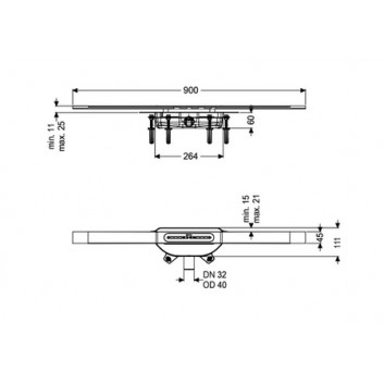 Линейный канал 90cm , Kessel Linearis Infinity 60, хромированная сталь