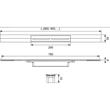 Решётка profilu prysznicowego TECEdrainprofile, цветная powłoka PVD, 900mm, чёрный шлифованный хром