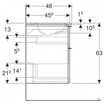 Раковина с тумбой Geberit iCon Set slim, z szafką под раковину, белая раковина, шкафчик дуб