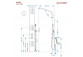 Panel душевой Corsan ALTO, Верхний душ LED, Termostat, с изливом с переключателем ciśnieniowym, Серебряный