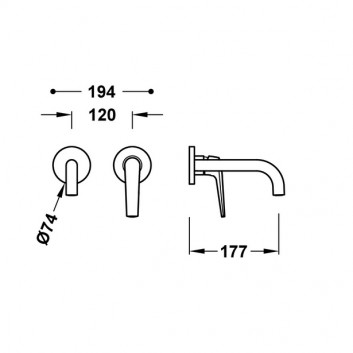 Element настенный do podtynkowego korpusu смесителя для умывальника TRES LOFT, излив 240mm, чёрный матовая