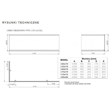 Панели для ванны Roca Linea, 70cm, боковая, акриловая, белая