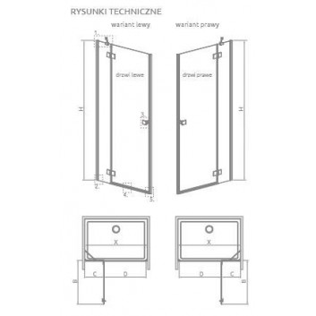 Двери кабины prysznicowej Radaway Essenza 8 KDJ 90, левые, 100x2000mm, стекло бесцветное, profil золото szczotkowane