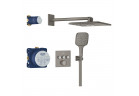Скрытый душевой гарнитур Grohe Grohtherm Smartcontrol, термостатический, с верхним душем Rainshower SmartActive 310 Cube - brushed hard graphite
