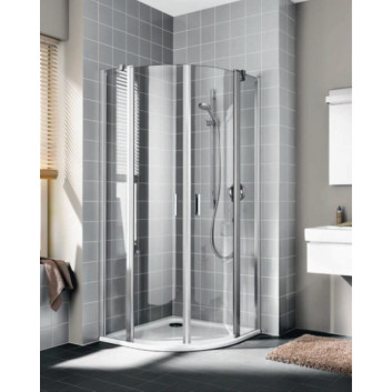 Двери маятниковые Kermi Filia XP 1-распашные с неподвижной стенкой, otwierane w prawo, szer. 90 cm, wys. 200 cm, профиль серебряный, стекло прозрачные z KermiClean