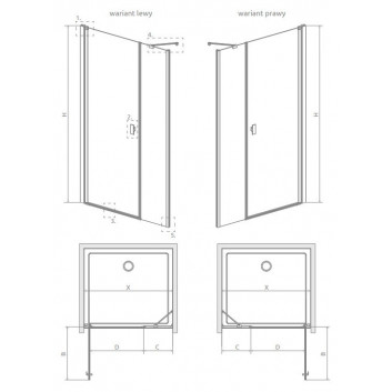 Двери для душа Radaway Nes KDS II 120, левые, 1200x2000mm, серебряный profil