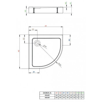 Поддон акриловый, полукруглый Radaway DOROS A 80x80, белый