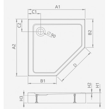 Поддон прямоугольный Radaway Doros F Compact, 140x80cm, акриловый, stone белый