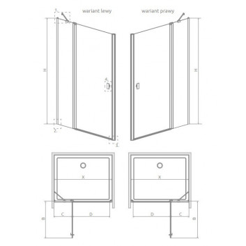 Двери для душа Radaway Nes KDS II 120, левые, 1200x2000mm, серебряный profil