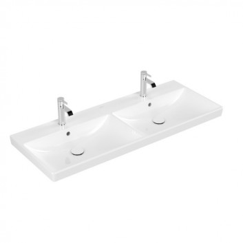 Раковина с тумбой, прямоугольная Villeroy & Boch Avento белый Alpin, 100 x 47 x 16,5 cm, перелив, 2 otwory na baterię, powłoka CeramicPlus