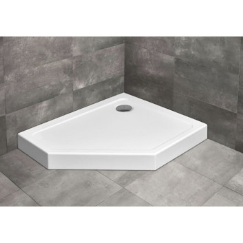 Поддон пятиугольный Radaway Doros PT E Compact, 90x80 cm, левый, акриловый - белый