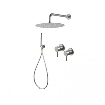 Душевой набор Vema Tiber Steel, скрытый, 2 выходы wody, верхний душ 30cm, нержавеющая сталь inox