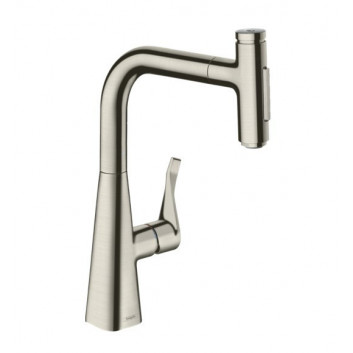 Смеситель кухонный Hansgrohe Metris Select M71, однорычажный 320, выдвижной излив, 2jet, sBox - нержавеющая сталь finish