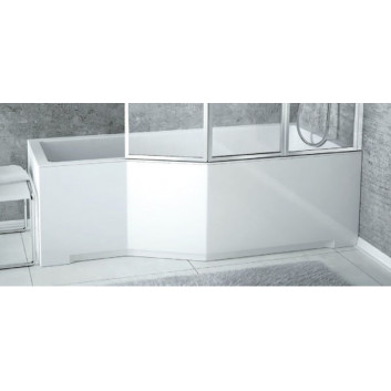 Ванна асимметрическая левая Besco Integra 150x75cm + шторки 3-skrzydłowy, белая