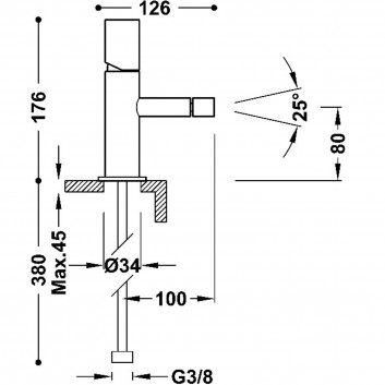 Смеситель однорычажный скрытая для раковины, TRES STUDY - 24-K Матовое różowe золото